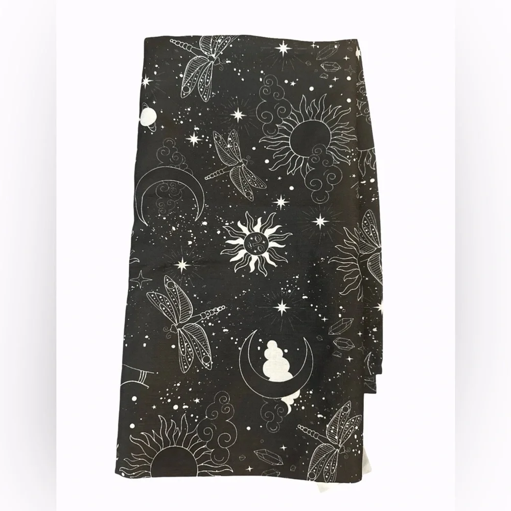 Forever 21 Galaxy Shower Curtain 70 x 70 Inches Stars Sun Moon Black & White NEW